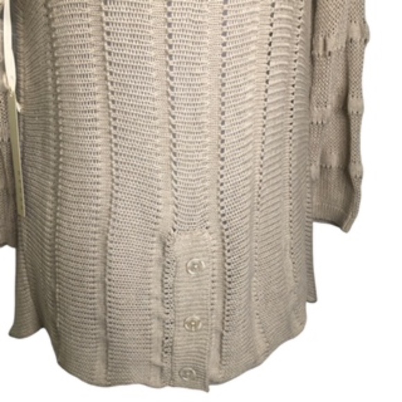 NWT Kenar Tan Open Front Rolled Collar Back Split Relaxed Fit  Cardigan Size L - Picture 6 of 8
